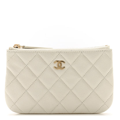 Chanel Caviar Quilted Small Cosmetic Case White 1 of 8
