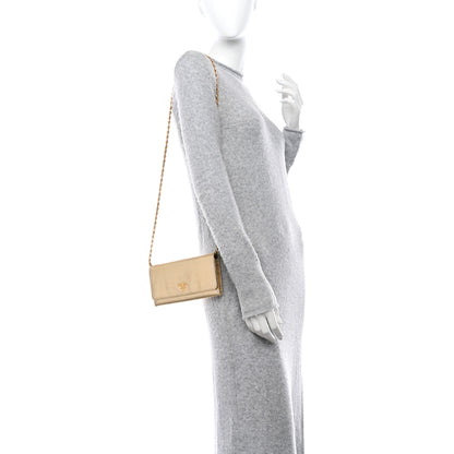 Prada Metallic Saffiano Wallet On Chain Platino 2 of 21