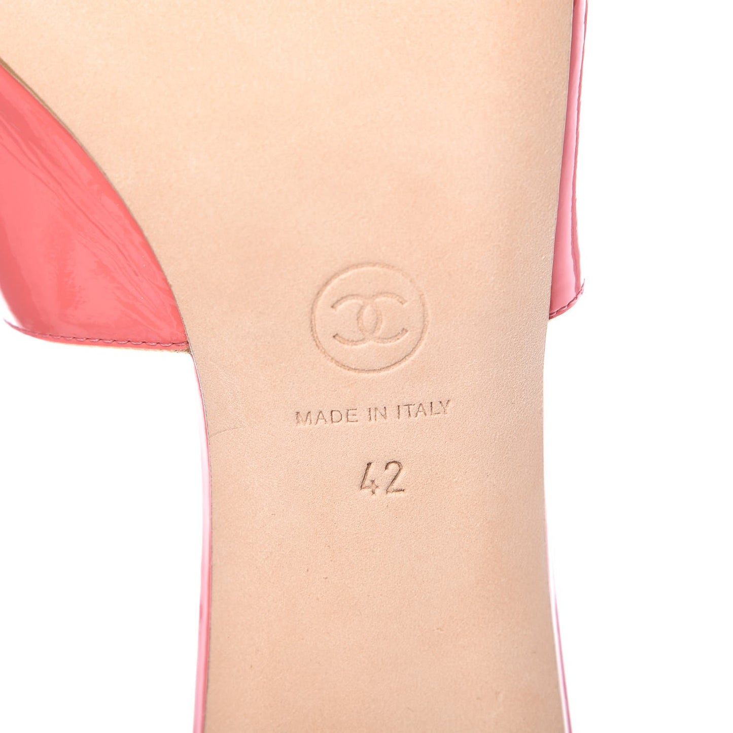 Patent Goatskin Camellia Mules 42 Pink