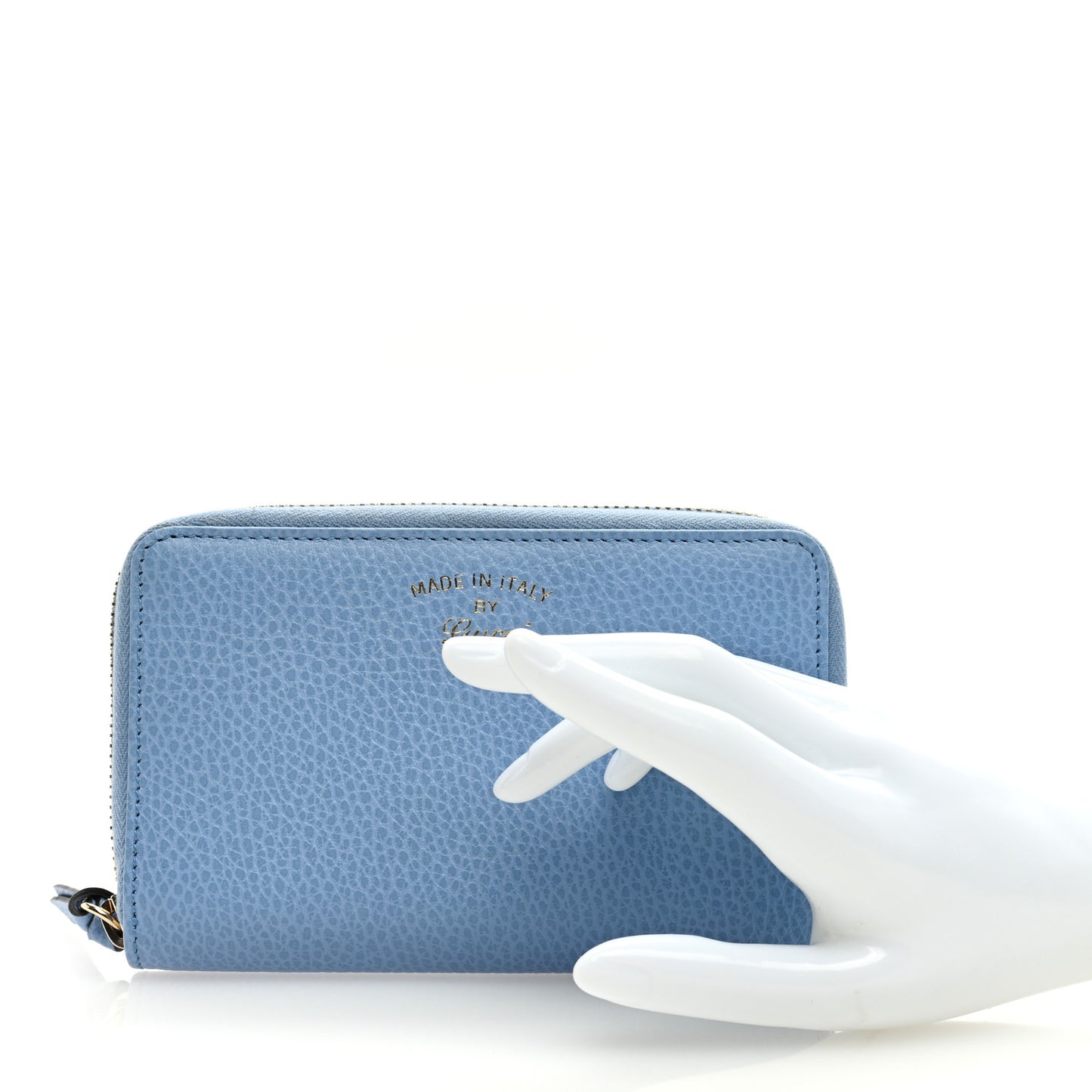 Dollar Calfskin Medium Swing Zip Around Wallet Light Blue