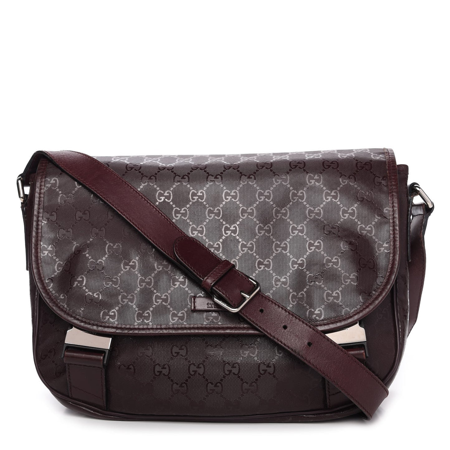 Imprime Monogram Medium Double Buckle Flap Messenger Bag Bordeaux