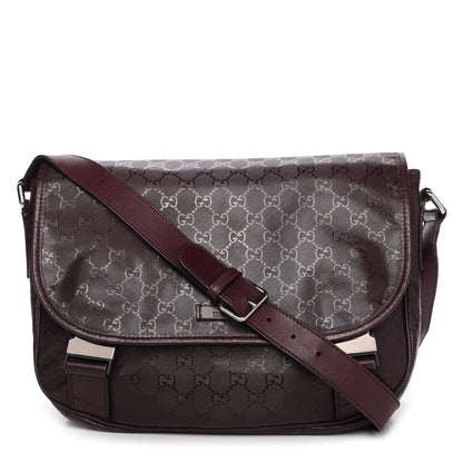 Gucci Imprime Monogram Medium Double Buckle Flap Messenger Bag Bordeaux 1 of 10