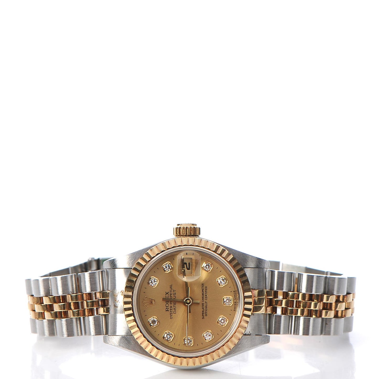 Stainless Steel 18K Yellow Gold Diamond 26mm Oyster Perpetual Datejust Watch Champagne 69173