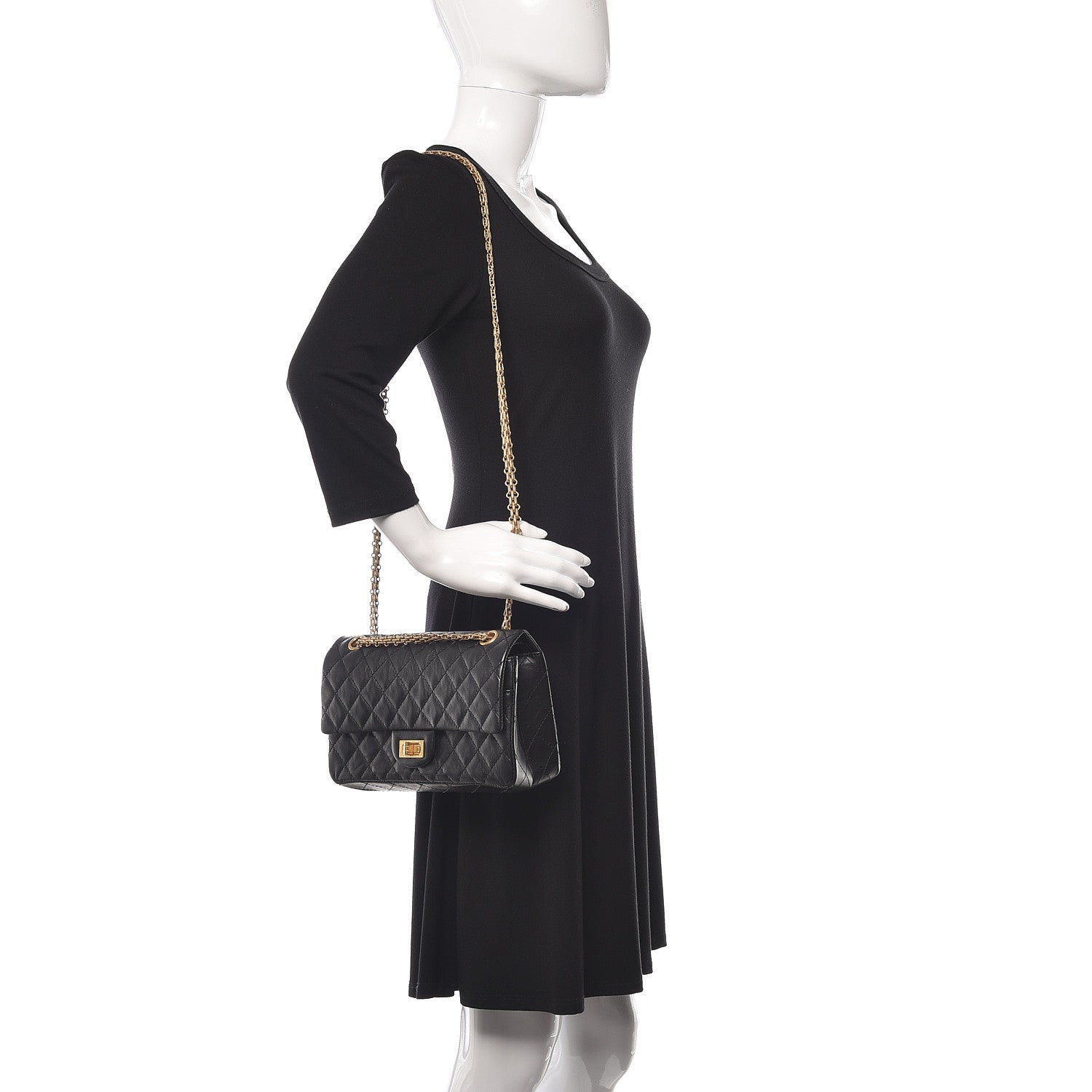 Chanel Aged Calfskin Quilted 2.55 Reissue 225 Flap Black 2 of 12