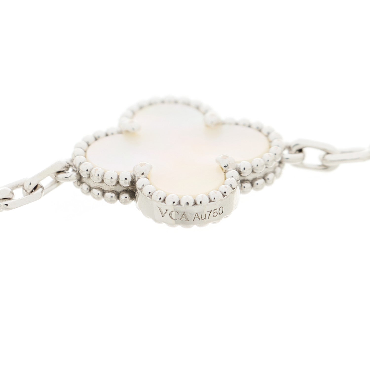 Van Cleef & Arpels 18K White Gold Mother of Pearl 5 Motifs Vintage Alhambra Bracelet 4 of 4