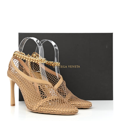 Bottega Veneta Mesh Nappa Chunky Chain Sandals 37 Beige Pony 8 of 8