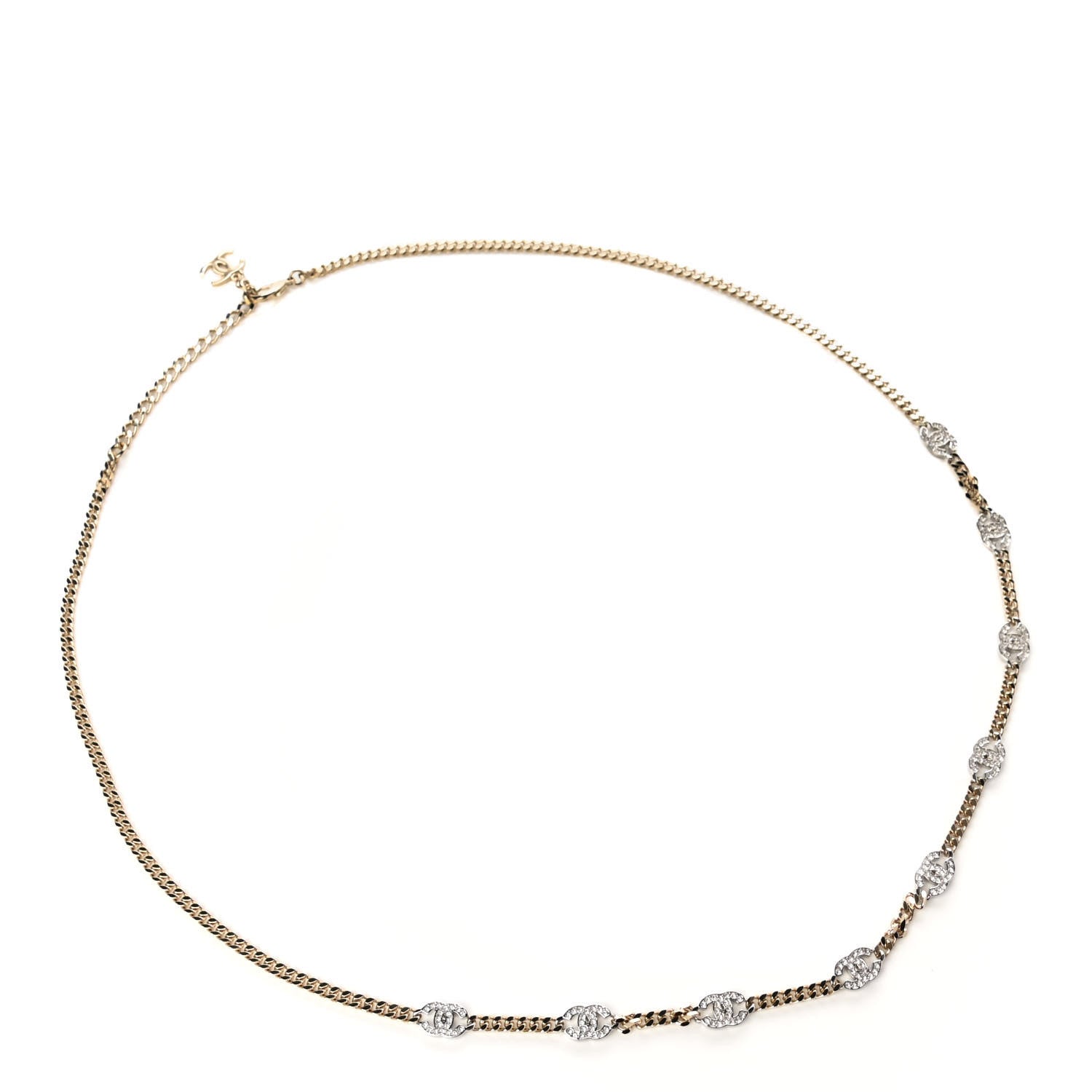 Chanel Crystal CC Chain Links Belt Gold Silver 1 of 5