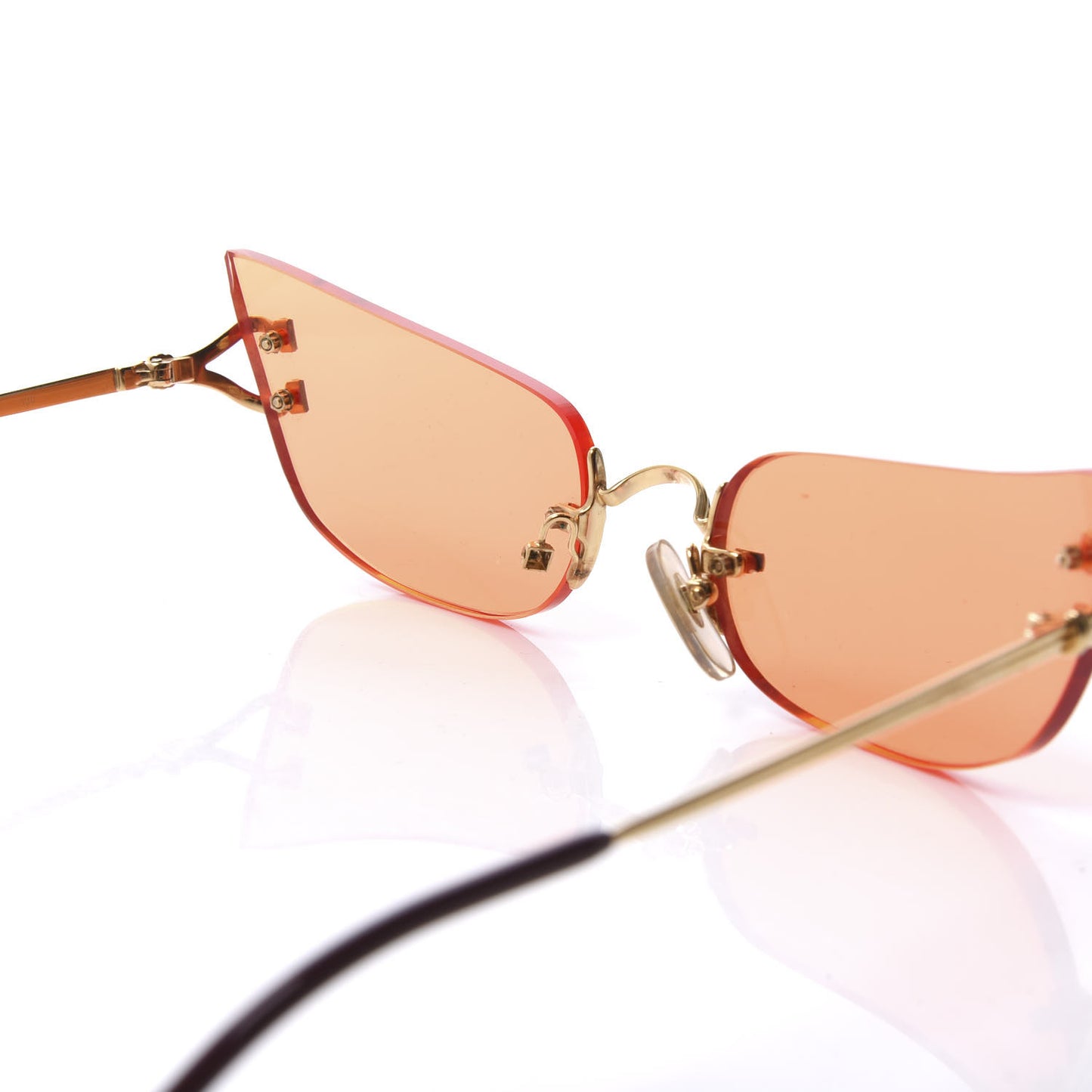 Cat Eye Rimless Sunglasses Gold Orange