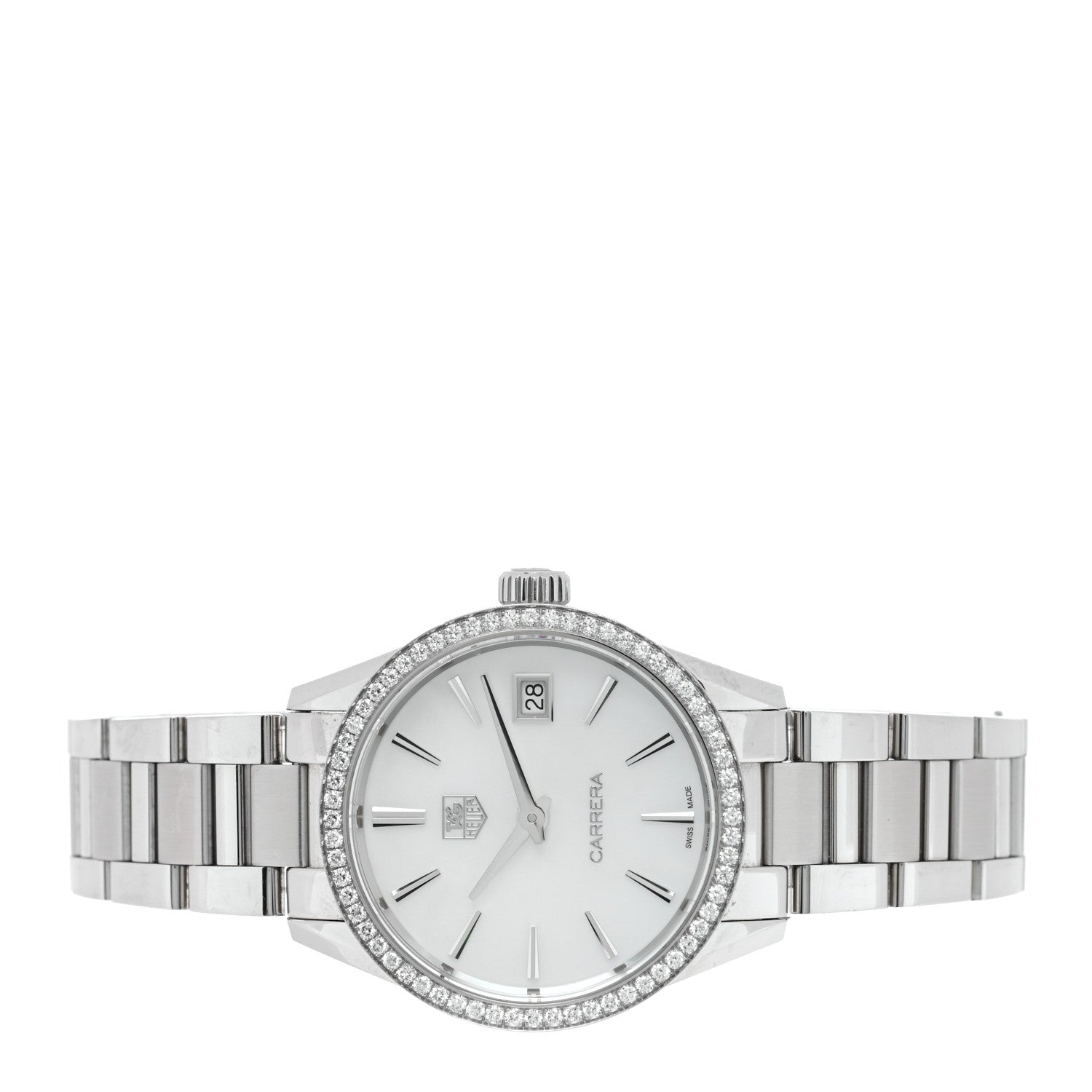Tag Heuer Stainless Steel Diamond Bezel Mother of Pearl 32mm Carrera Lady Quartz Watch WAR1315-0 2 of 5