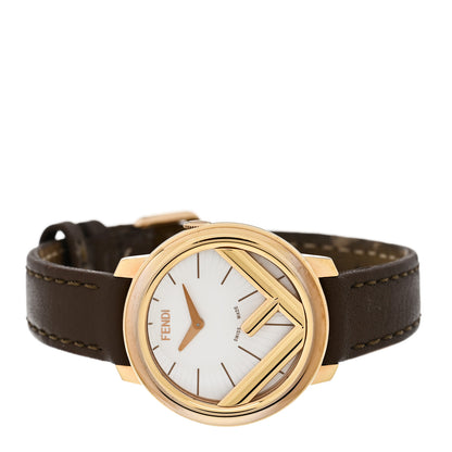 Fendi Stainless Steel Calfskin 28mm Run Away Quartz Watch Brown 2 of 5
