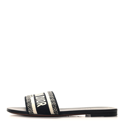 Christian Dior Canvas Embroidered Dway Mules Slide Sandals 37 Deep Blue 1 of 8