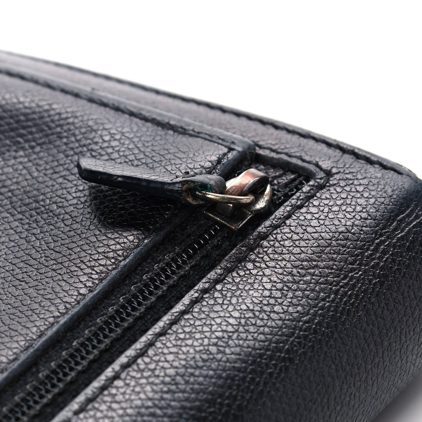 Grained Calfskin CC Button Flap Wallet Black