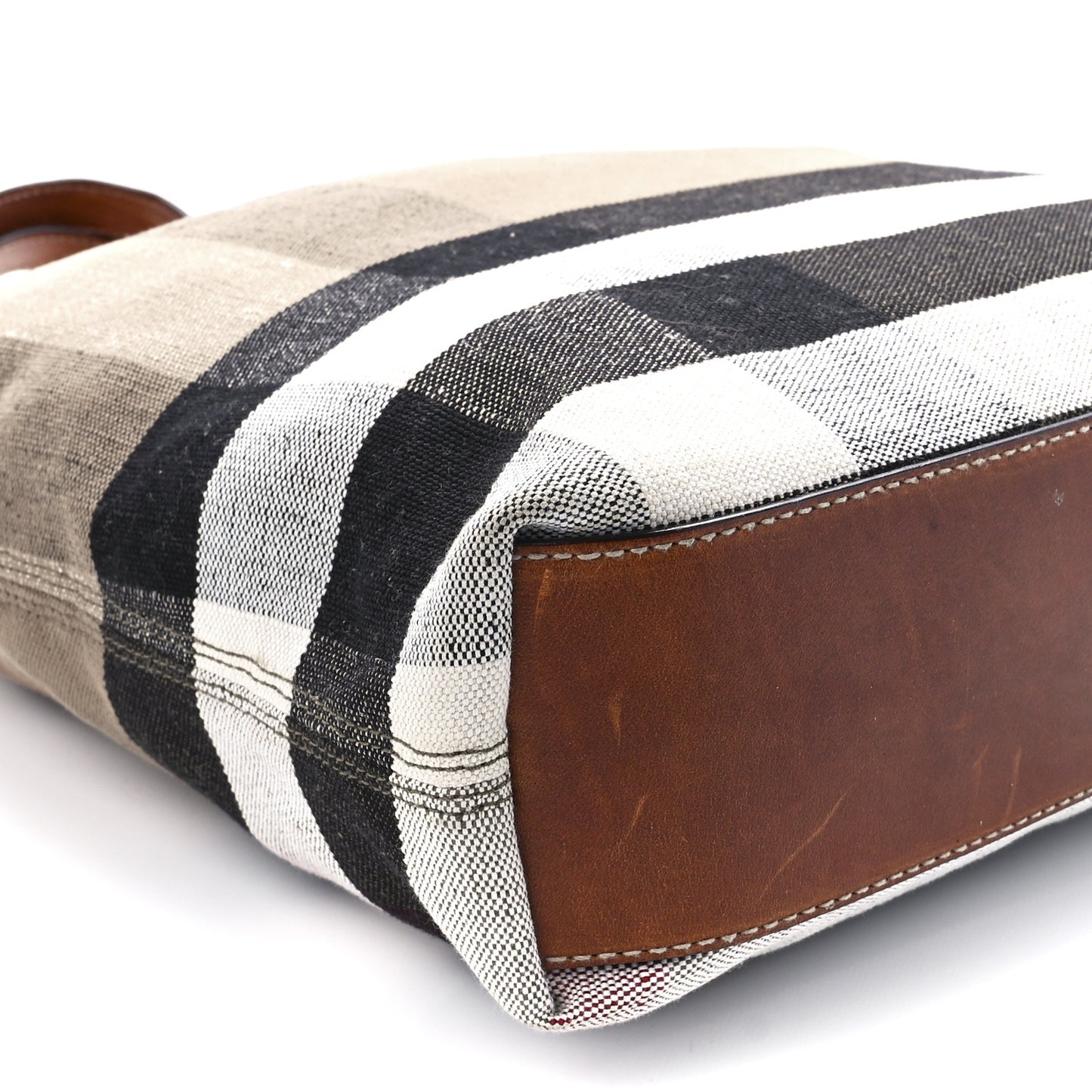 Canvas Mega Check Medium Tottenham Brit Tote Saddle Brown