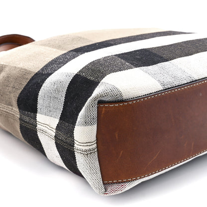 Burberry Canvas Mega Check Medium Tottenham Brit Tote Saddle Brown 10 of 11