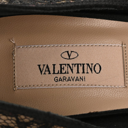 Valentino Garavani Satin Lace Couture Bow Peep Toe Low Heel Pumps 39.5 Black 8 of 8