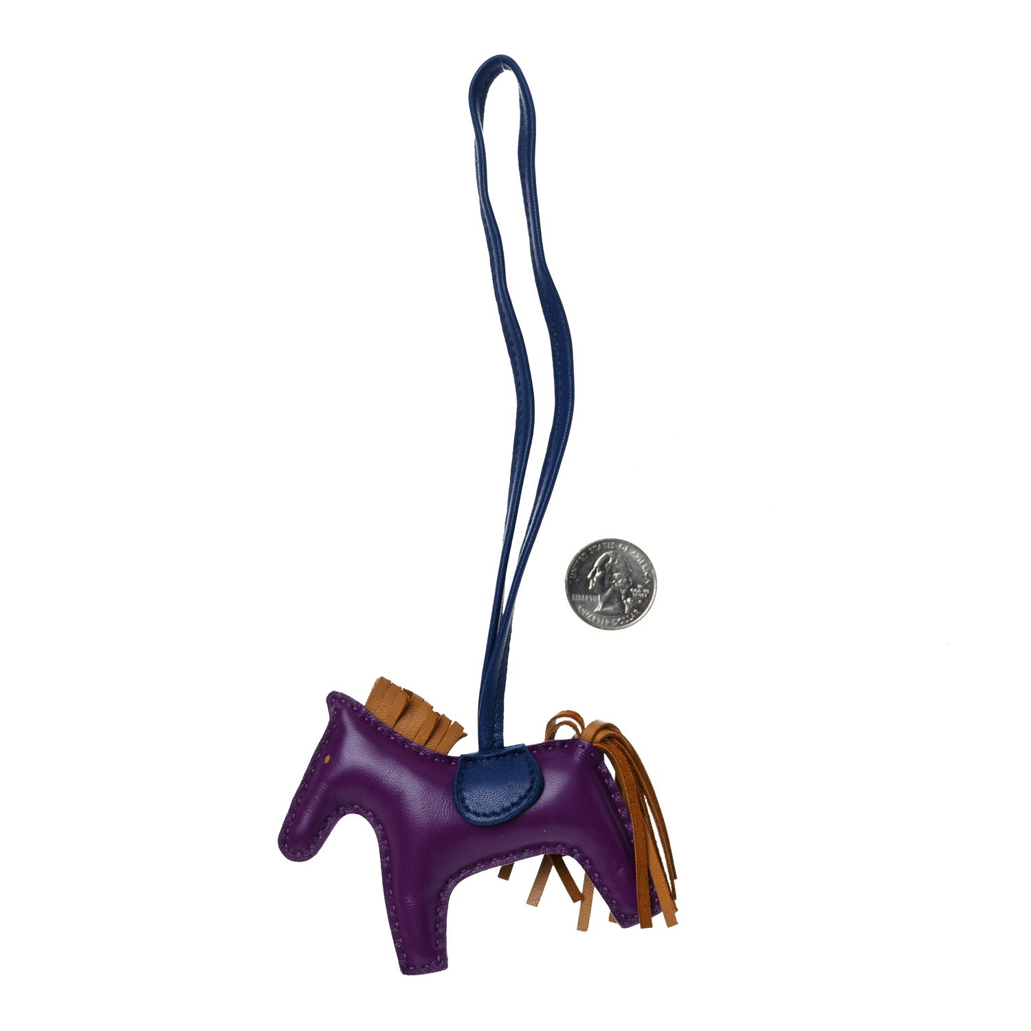 Hermes Milo Lambskin Grigri Rodeo Horse Bag Charm PM Violet Sesame Bleu Saphir 2 of 3