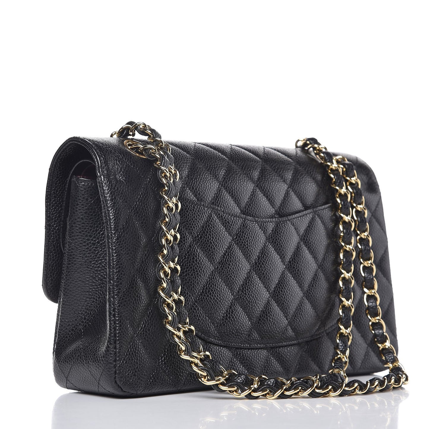 Caviar Quilted Medium Double Flap Black