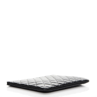 Chanel Metallic Caviar Quilted Medium Cosmetic Case Black 4 of 9