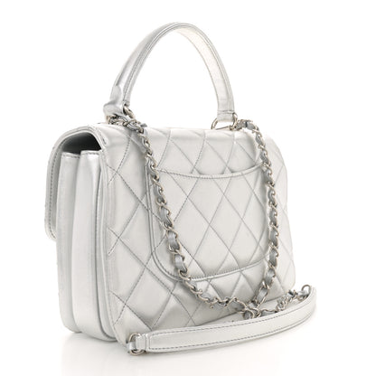 Chanel Metallic Lambskin Quilted Small Trendy CC Flap Dual Handle Bag Silver 3 of 12