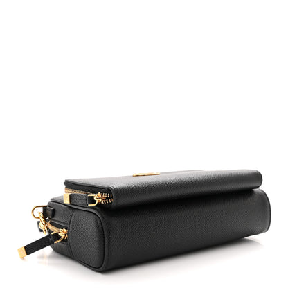 Christian Dior Grained Calfskin Caro Double Pouch Black 4 of 13