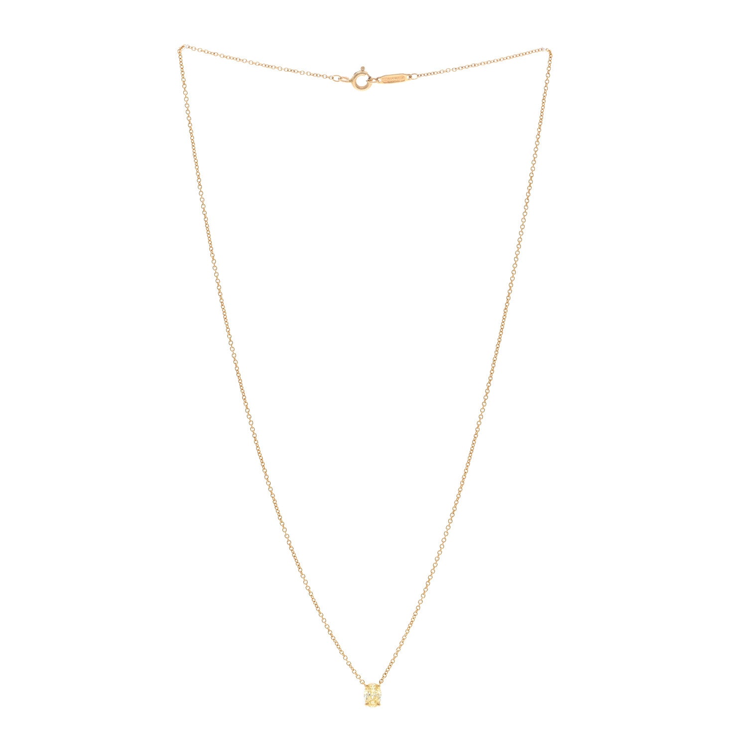 Tiffany 18K Yellow Gold Fancy Intense Yellow Diamond .40ct Oval Pendant Necklace 3 of 4