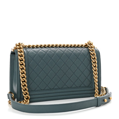 Chanel Caviar Quilted Medium Boy Flap Blue 2 of 10