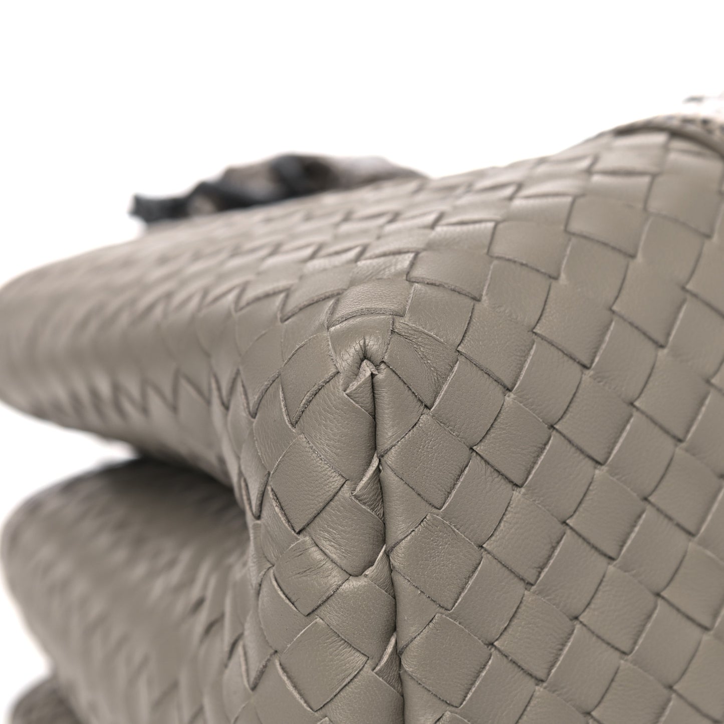 Nappa Intrecciato Snakeskin Small Flow Wave Tote Mink