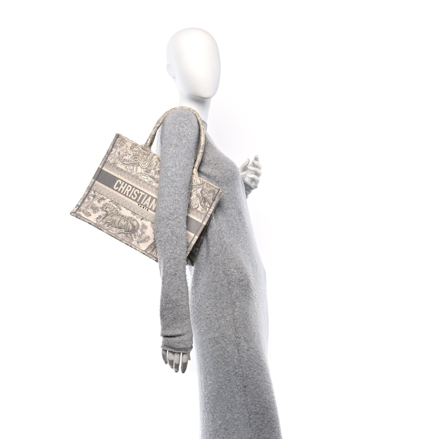 Canvas Embroidered Medium Dioriviera Toile De Jouy Book Tote Gray