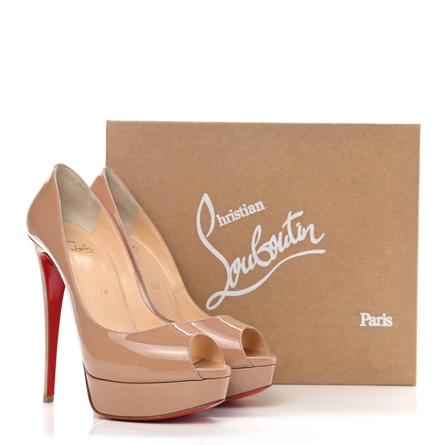 Christian Louboutin Patent Lady Peep 150 Pumps 40 Nude 8 of 8
