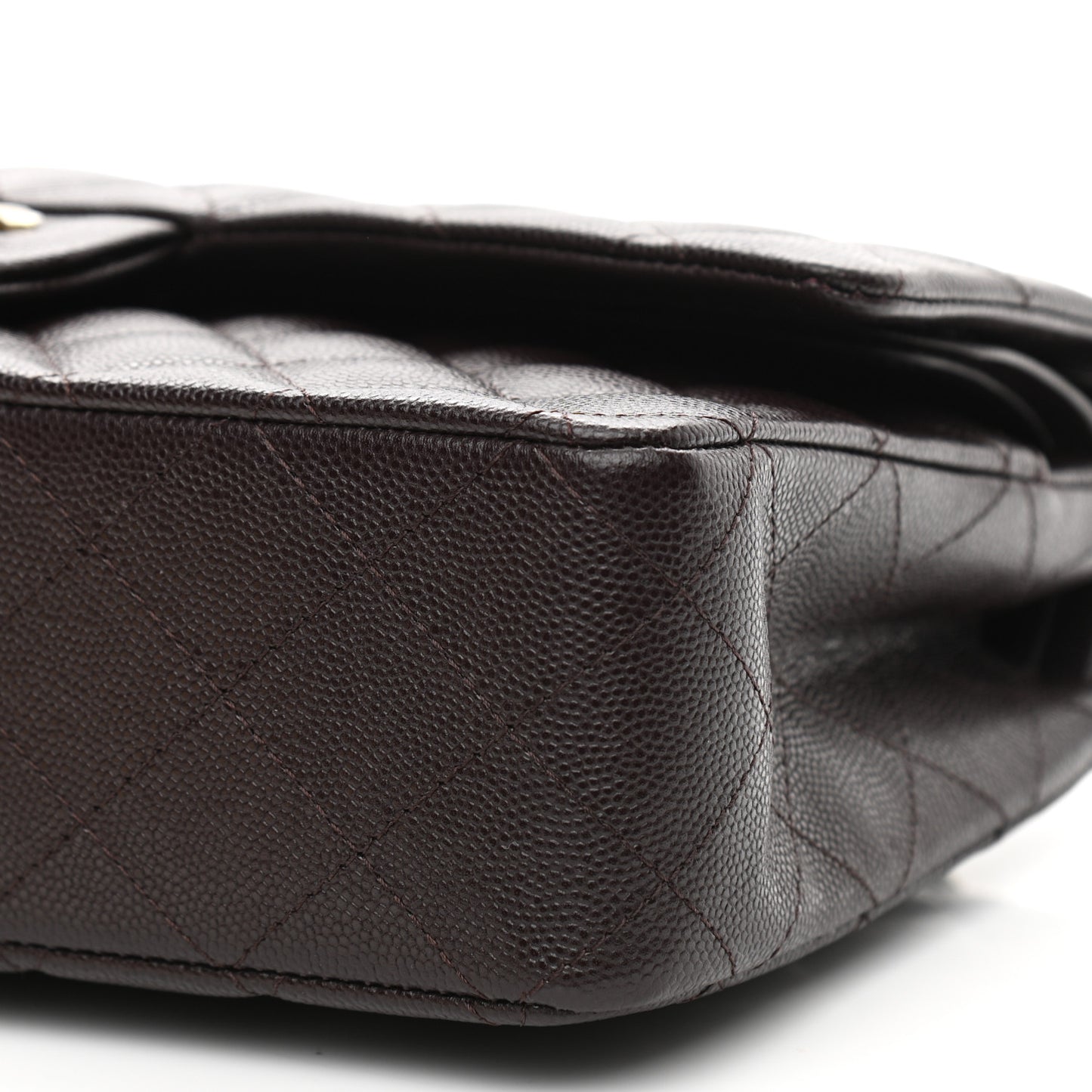 Caviar Quilted Medium Double Flap Dark Brown