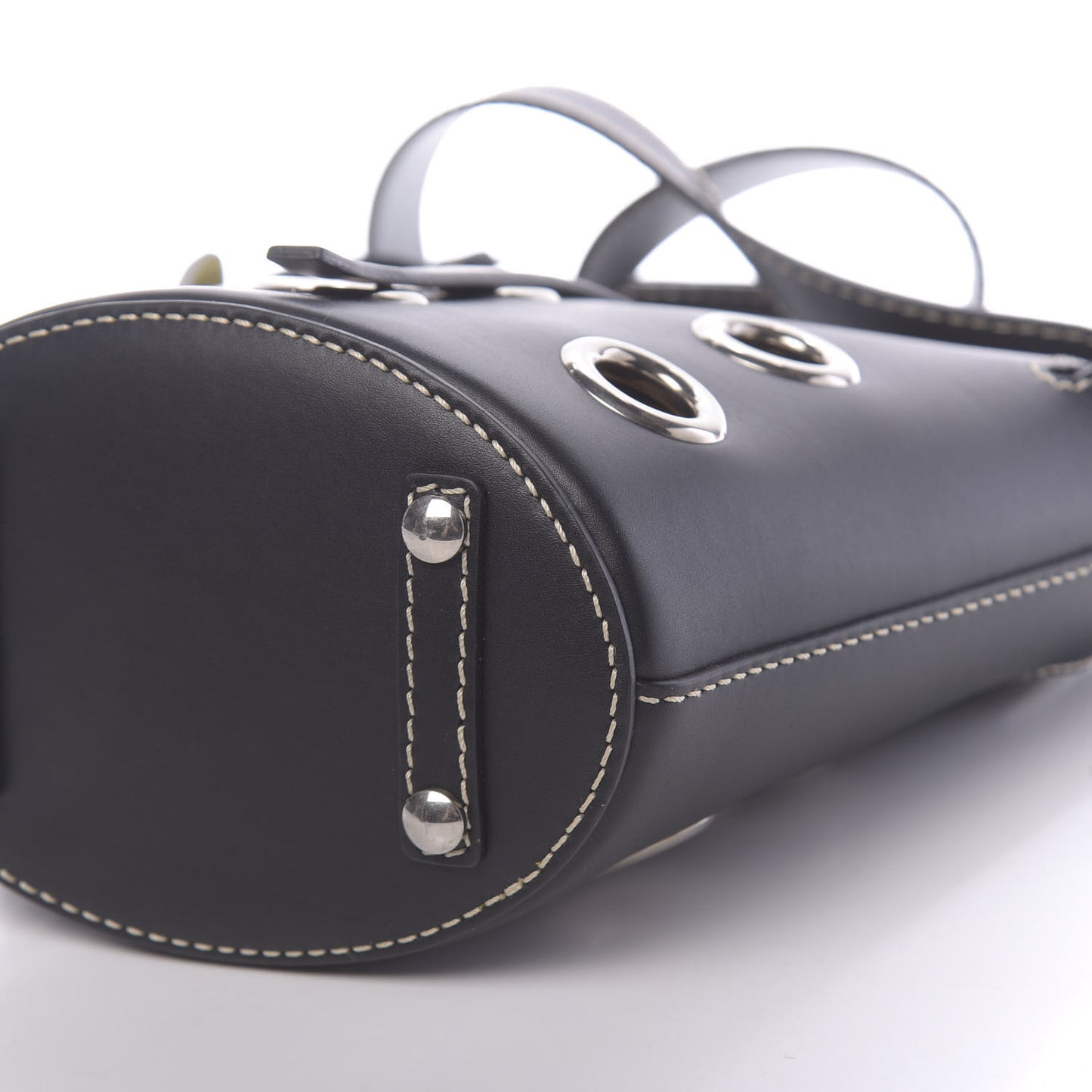 Calfskin Grommet Mini Bucket Bag Black