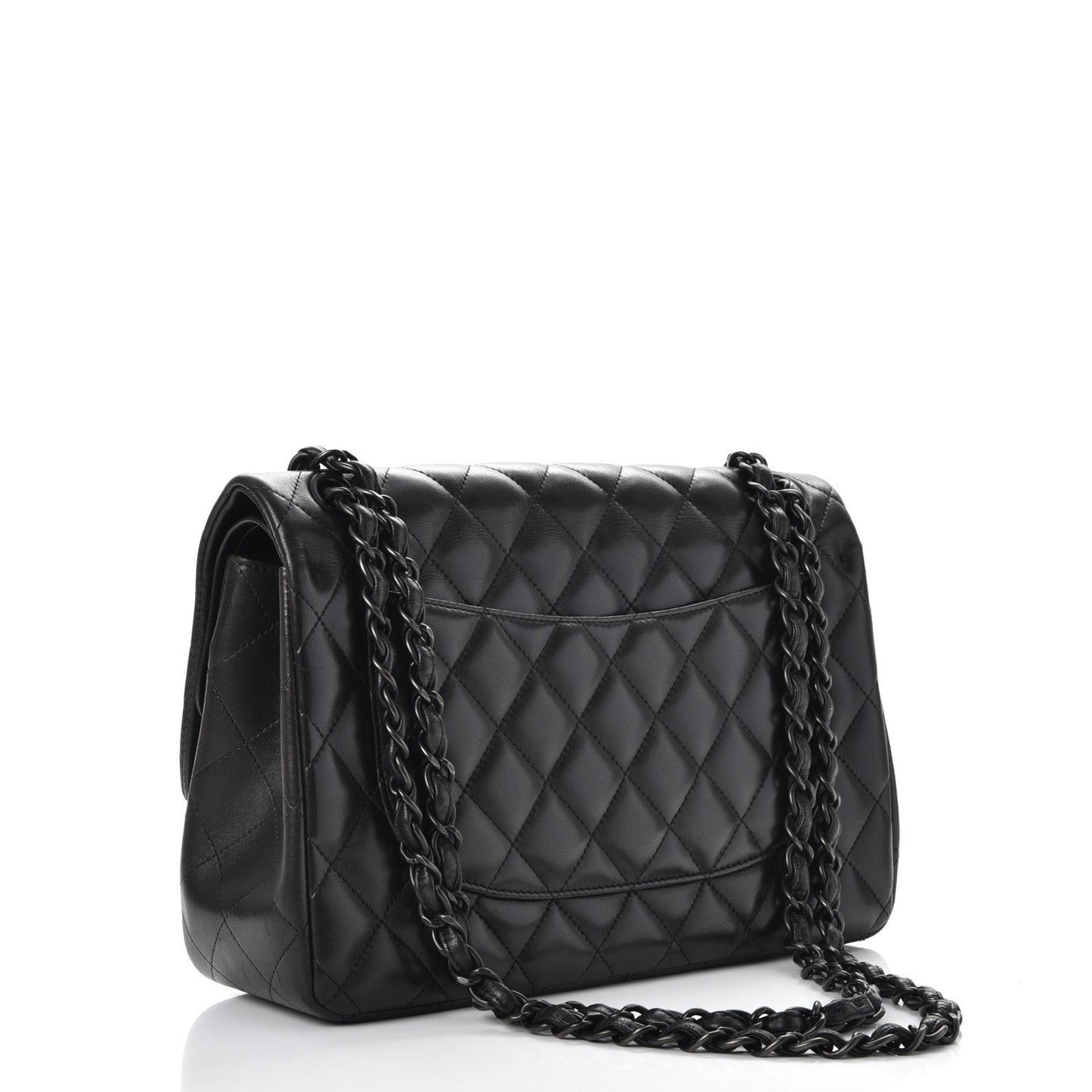 Lambskin Quilted Jumbo Double Flap So Black