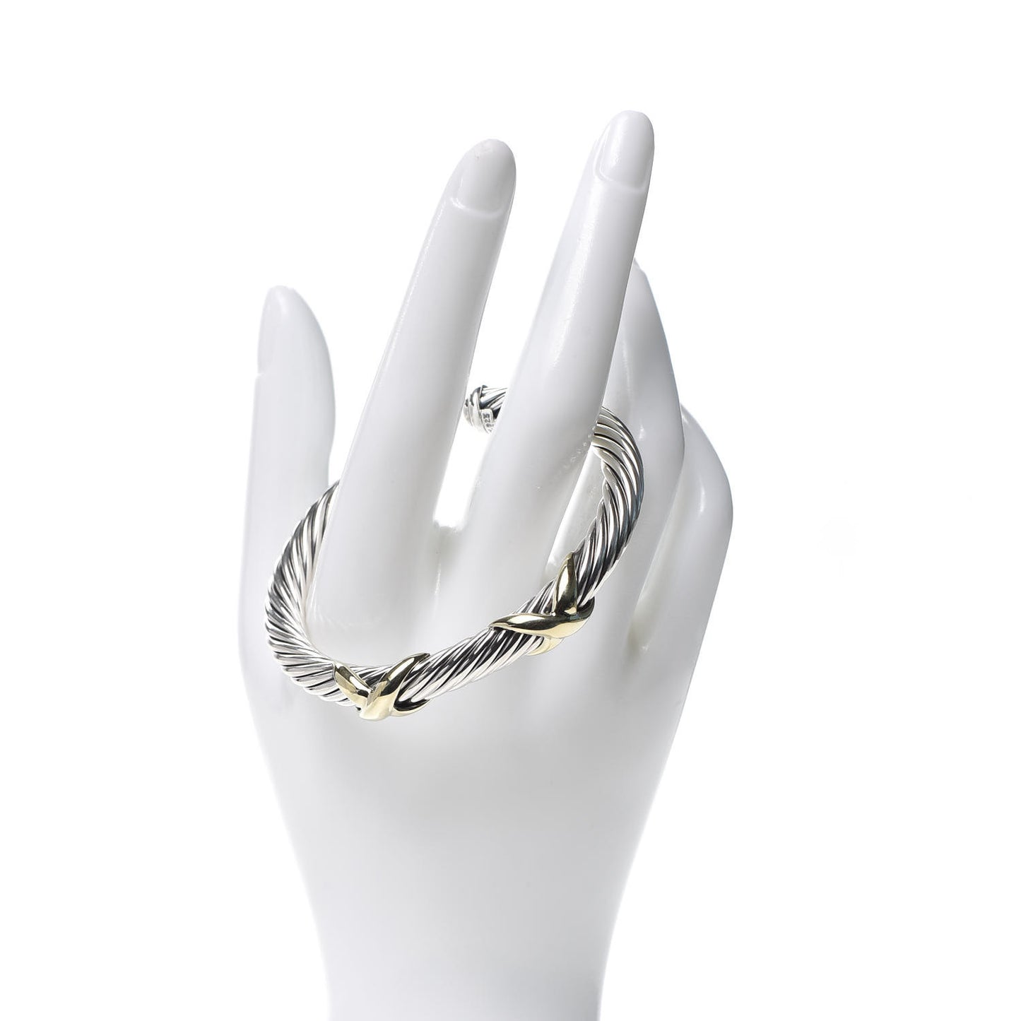 Sterling Silver 14K Yellow Gold 7mm Double X Cable Bracelet