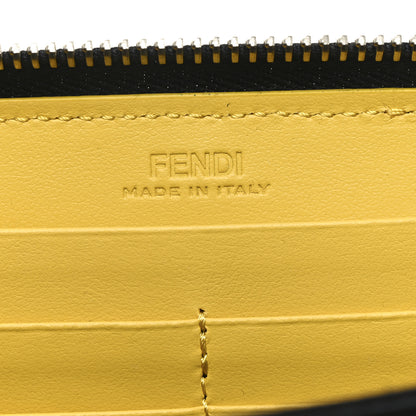 Fendi Vitello Elite Stampa Shadow Zip Around Wallet Asfalto Sunflower 6 of 8