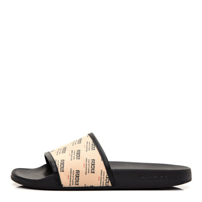 Gucci Supreme Canvas Stamp Print Pool Slide Sandals 42 Soy 1 of 9