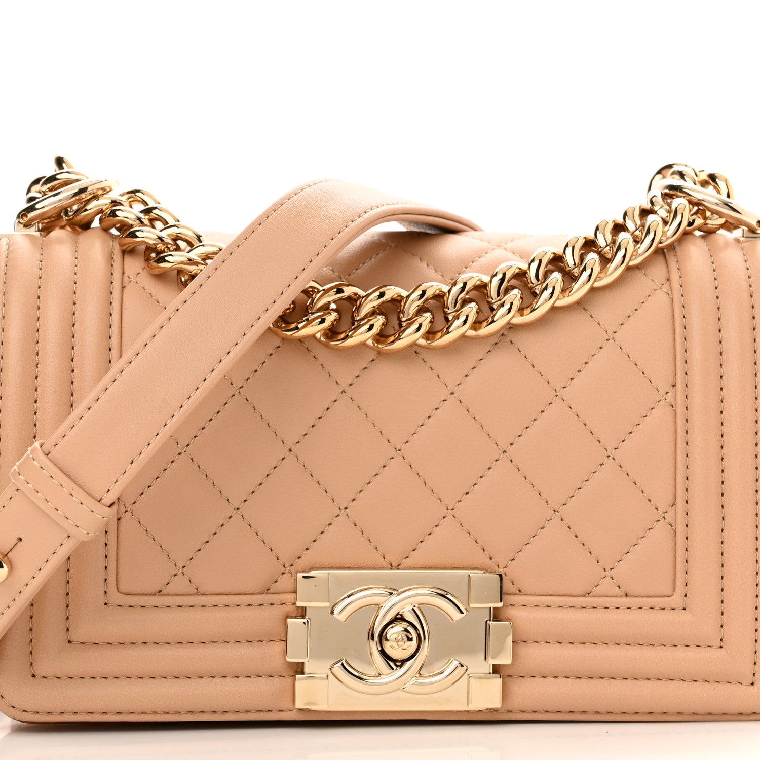 Chanel Calfskin Quilted Small Boy Flap Beige 8 of 11