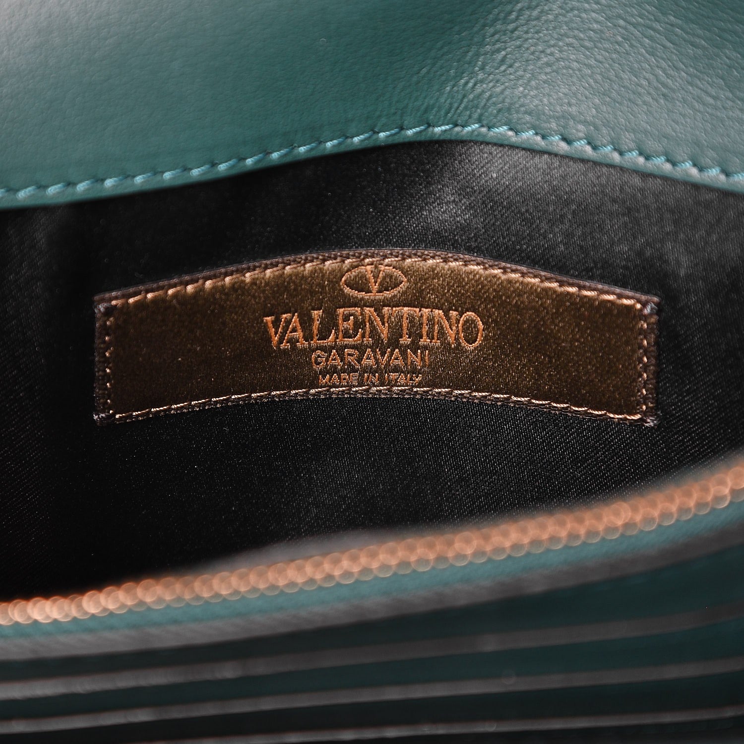 Valentino Garavani Calfskin Panther Mini Rockstud Wallet on Chain Emerald 6 of 7