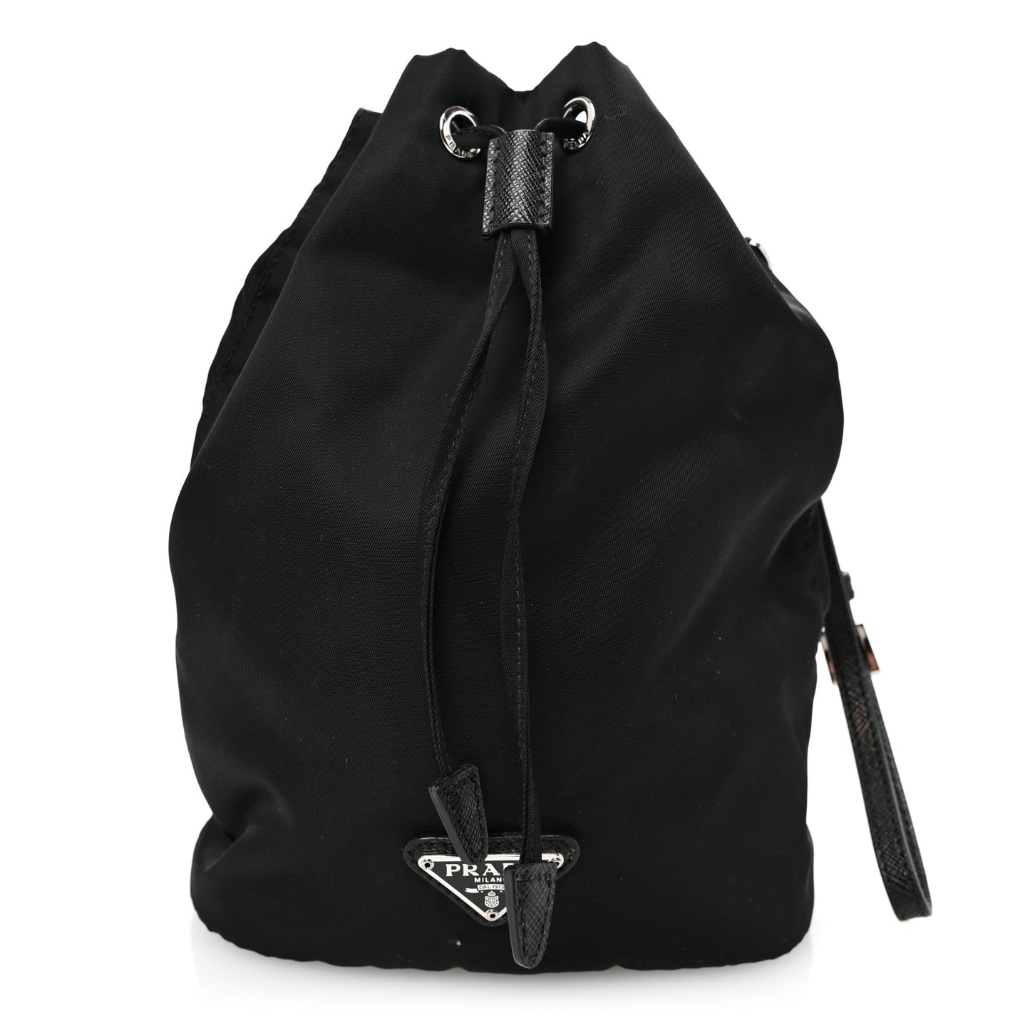 Re-Nylon Saffiano Bucket Wristlet Black