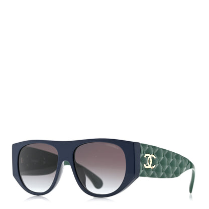 Chanel Acetate Quilted CC Pilot Sunglasses 71465A Blue Green 1 of 8