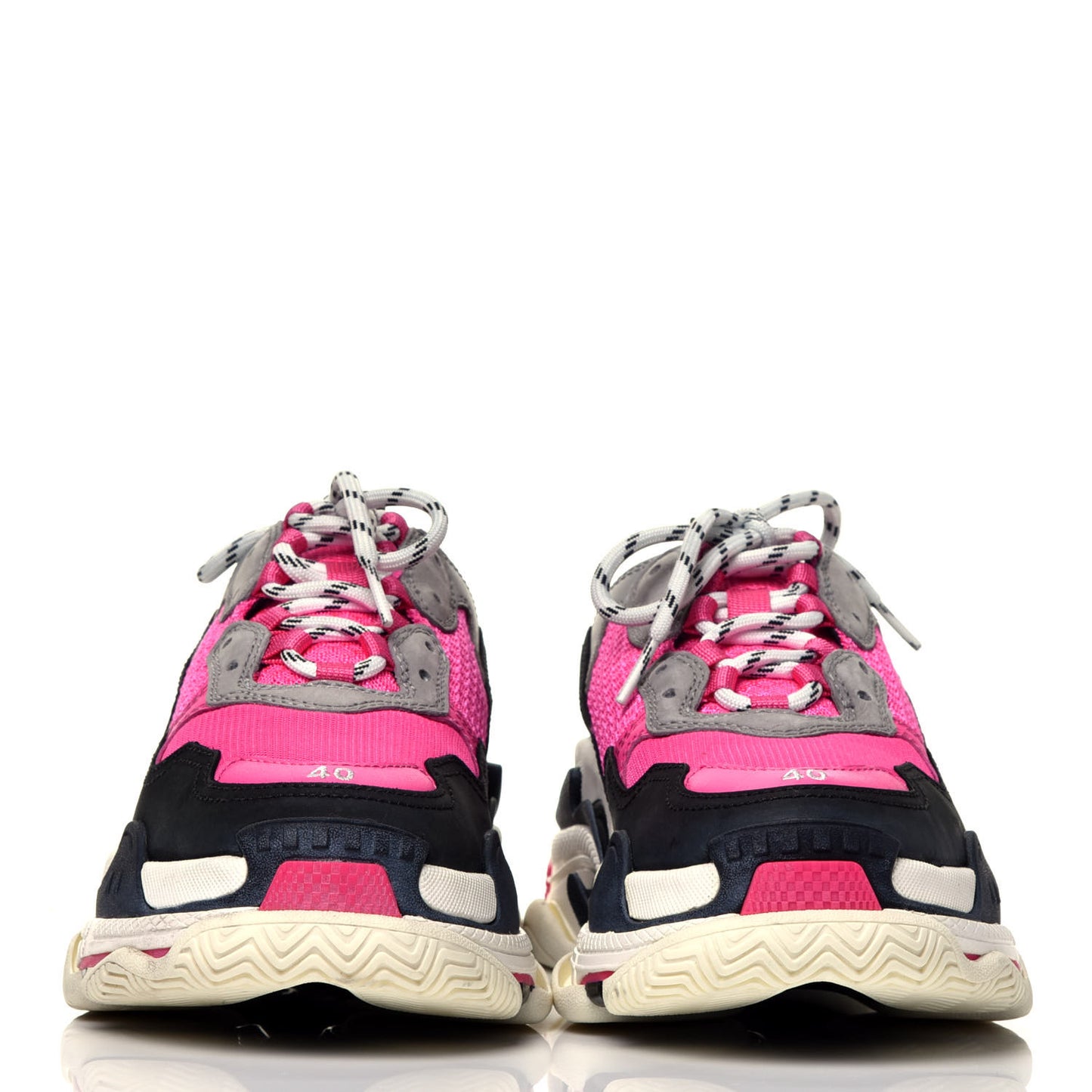 Fabric Mesh Womens Triple S Sneakers 40 Fluo Pink Grey White