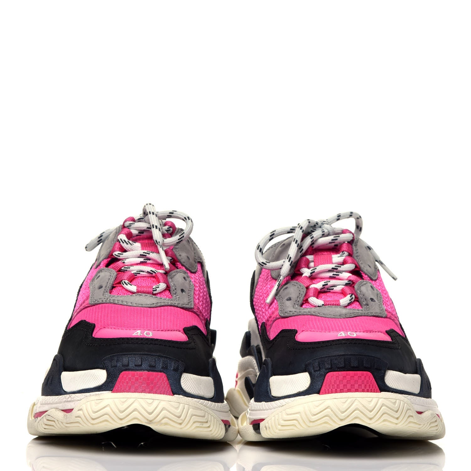 Balenciaga Fabric Mesh Womens Triple S Sneakers 40 Fluo Pink Grey White 2 of 8