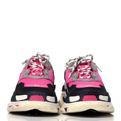 Balenciaga Fabric Mesh Womens Triple S Sneakers 40 Fluo Pink Grey White 2 of 8