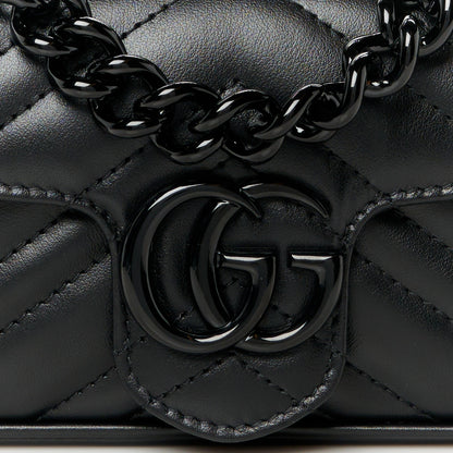 Gucci Calfskin Matelasse Monochrome GG Marmont Chain Belt Bag Black 8 of 11