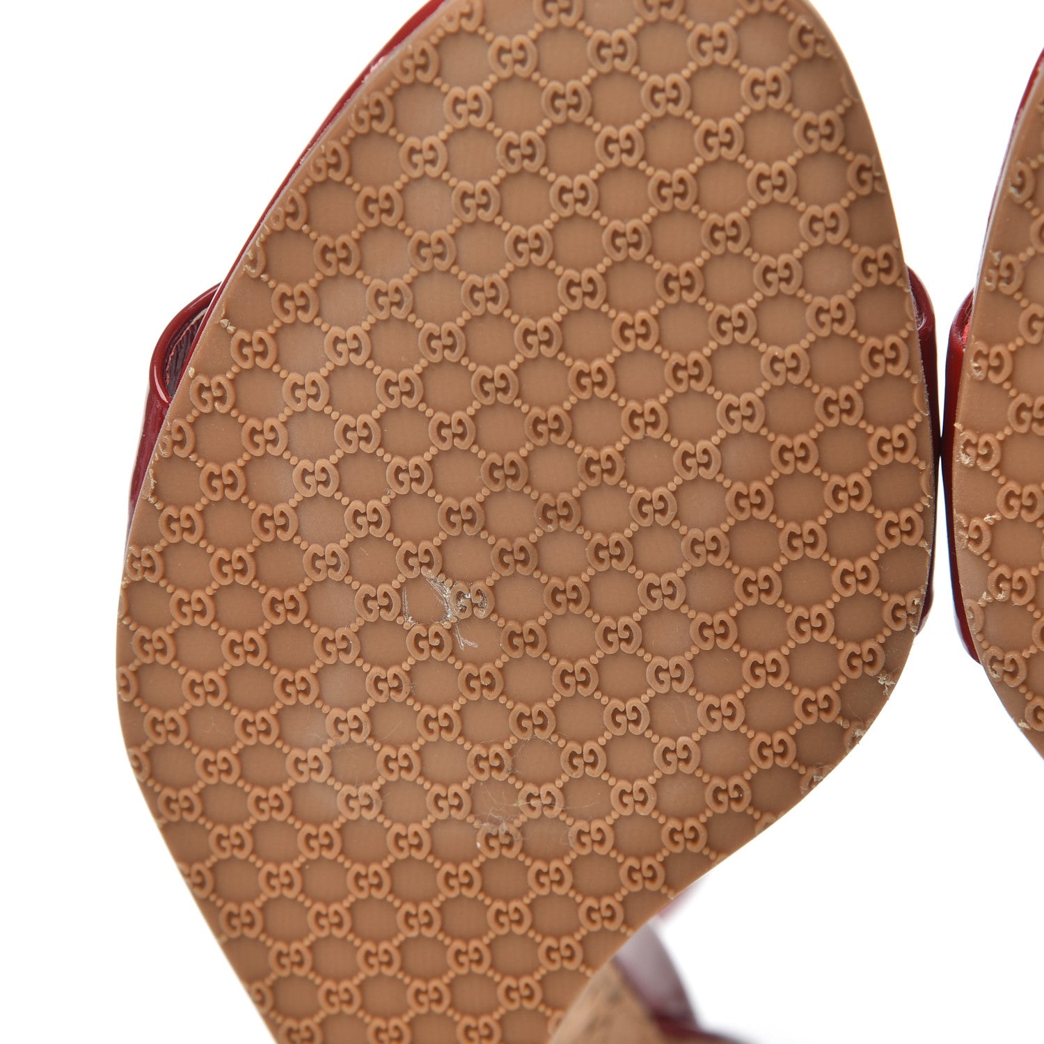 Gucci Vitello Vernice Cork Wedge Sandals 7.5 Red Naturale 6 of 13