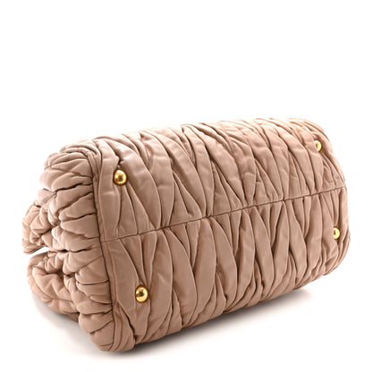 Miu Miu Nappa Matelasse Bauletto Top Handle Bowler Cammeo 4 of 9