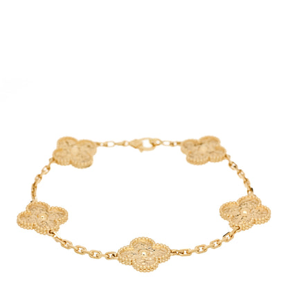 Van Cleef & Arpels 18K Yellow Gold 5 Motifs Vintage Alhambra Bracelet 1 of 4