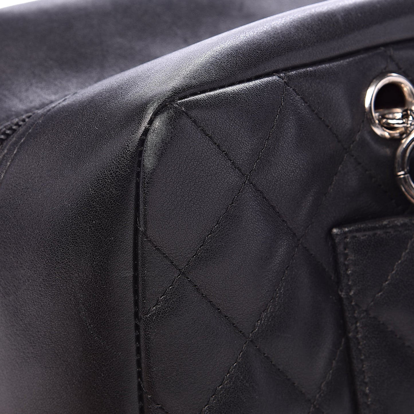 Calfskin Quilted Large Cambon Bowler Black White