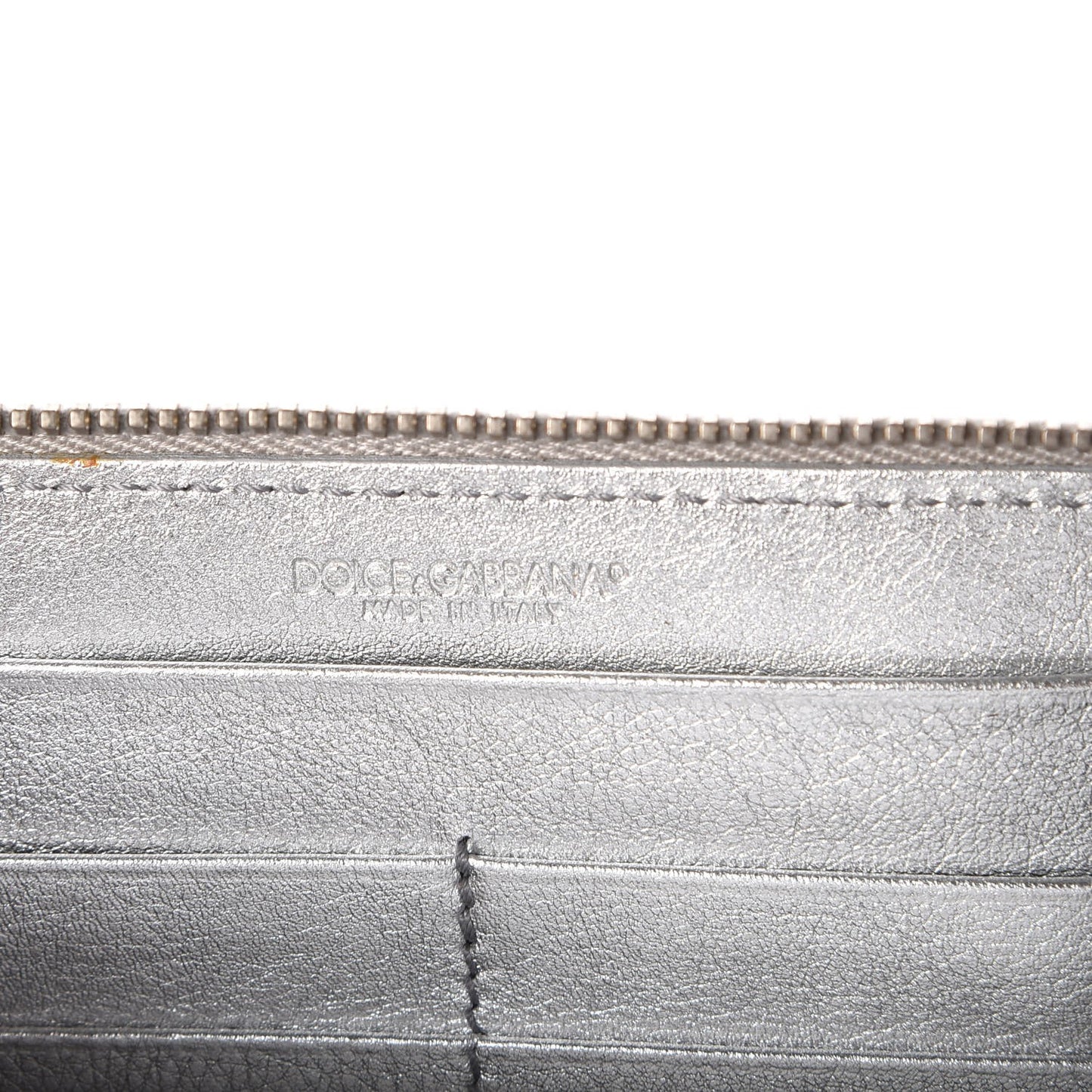Metallic Patent Calf Hair Zip Around Wallet on Chain Silver Leopard