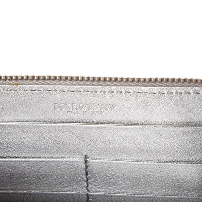 Dolce & Gabbana Metallic Patent Calf Hair Zip Around Wallet on Chain Silver Leopard 6 of 8