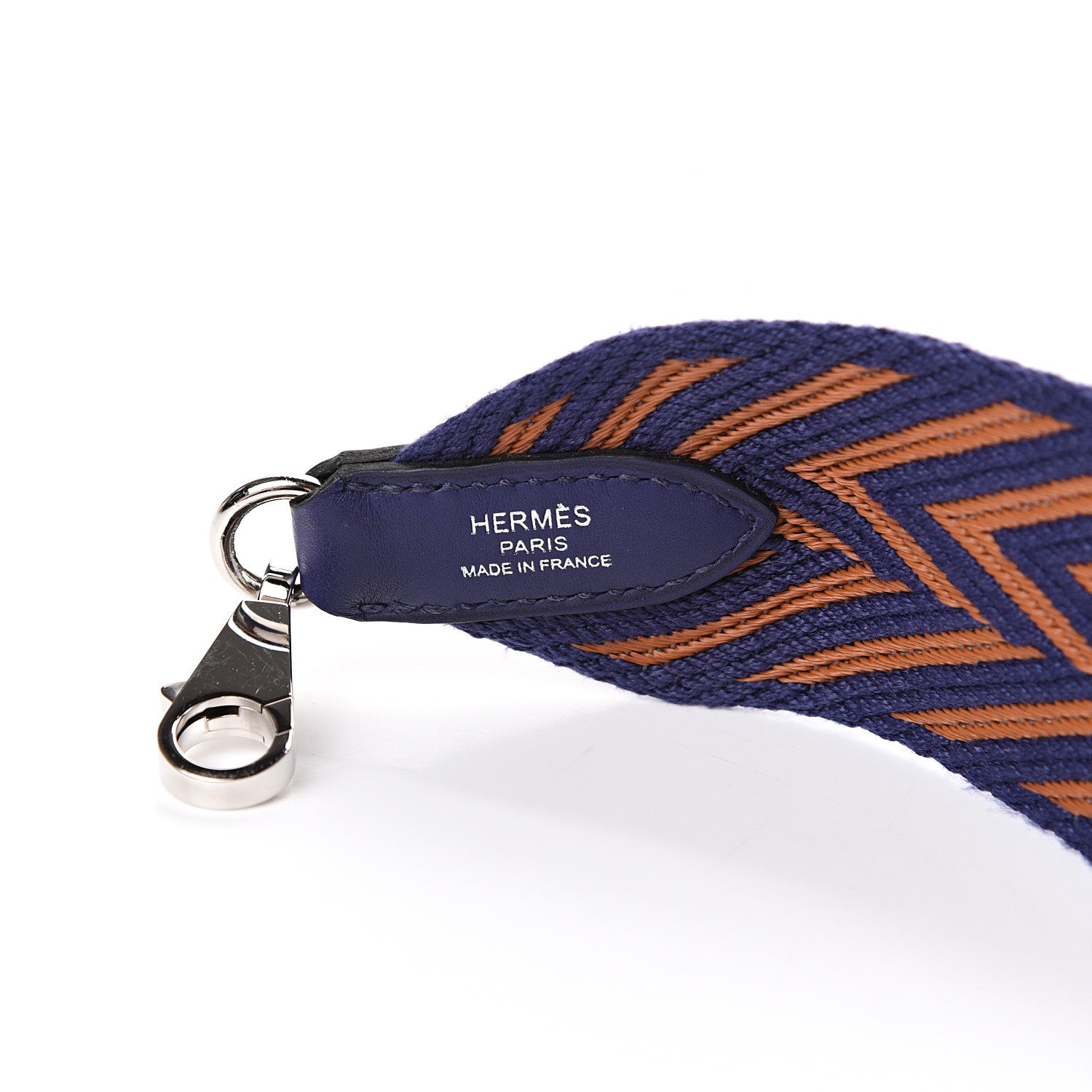 Hermes Toile Swift 50mm Sangle ZigZag Shoulder Strap Bleu Encre Gold 3 of 4